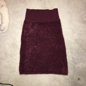 NWOT fuzzy maroon miniskirt Urban Outfitters